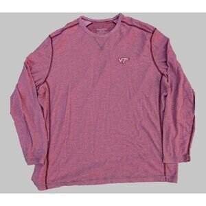 Men's XXL Tommy Bahama Long Sleeve Crew Neck Burgundy Modal Virginia Tech Logo
